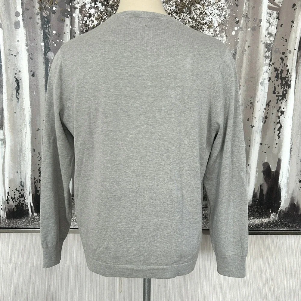 J.CREW Men's Heather Grey 100% Cotton Crew Neck Sweater-Tee - XL